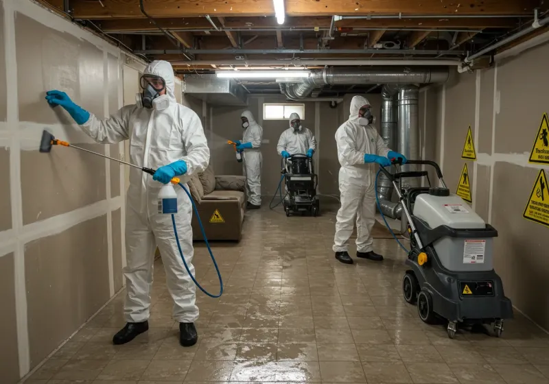 Basement Moisture Removal and Structural Drying process in Jackson Center, OH